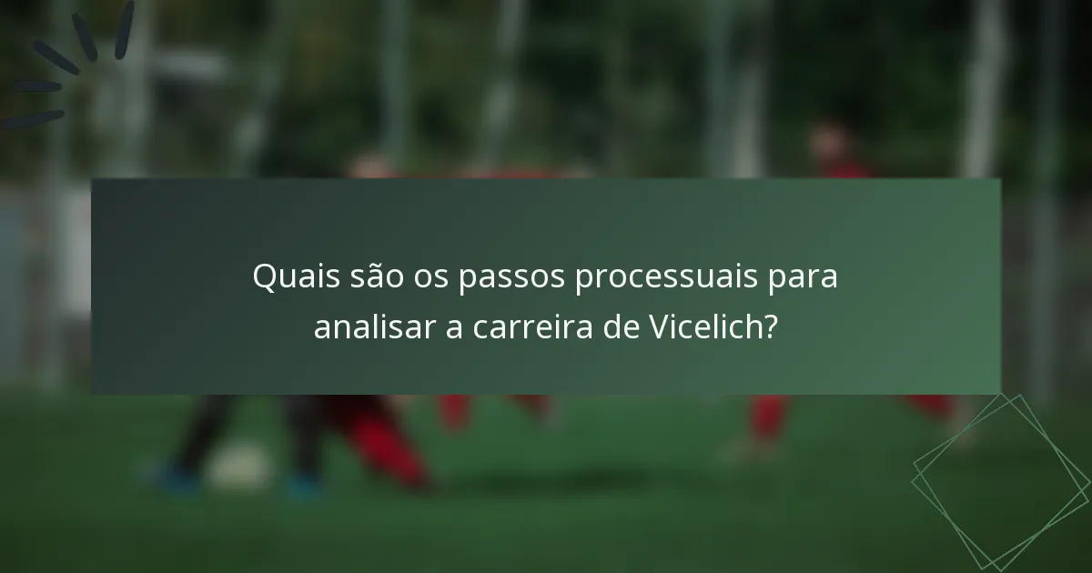 Quais são os passos processuais para analisar a carreira de Vicelich?